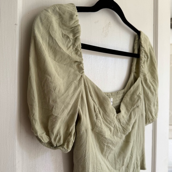 Aritzia Wilfred Novella Sweetheart Bodice Ruched Short sleeve Blouse - Picture 7 of 11